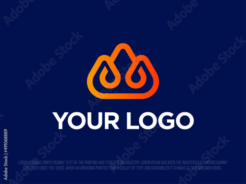 Modern professional logo emblem with the image of fire in the form of a loop