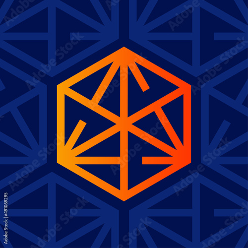 Modern professional logo in the form of a cube with arrows and a triangle inside