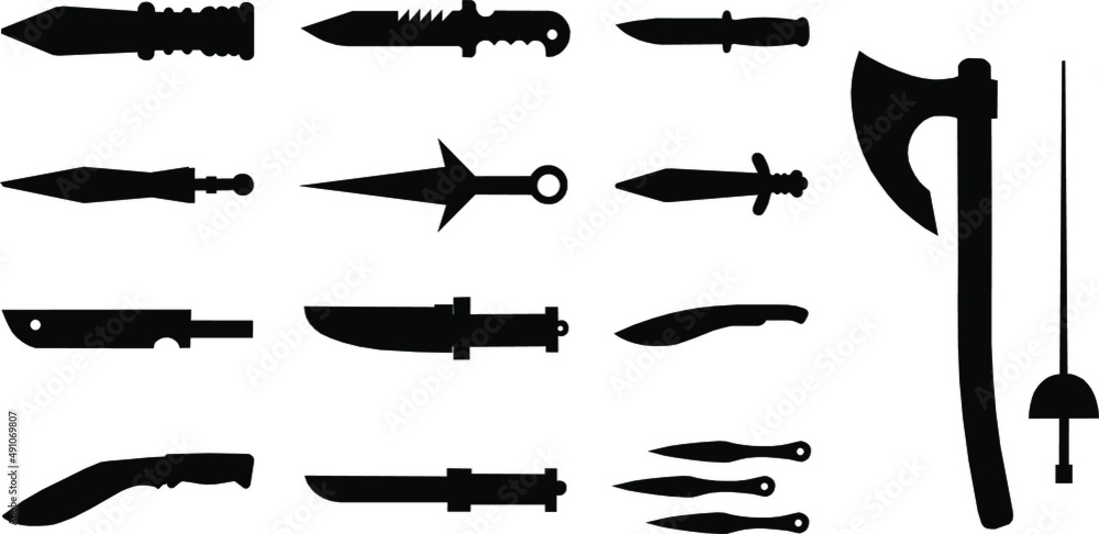 set of badges weapons,hunting knives