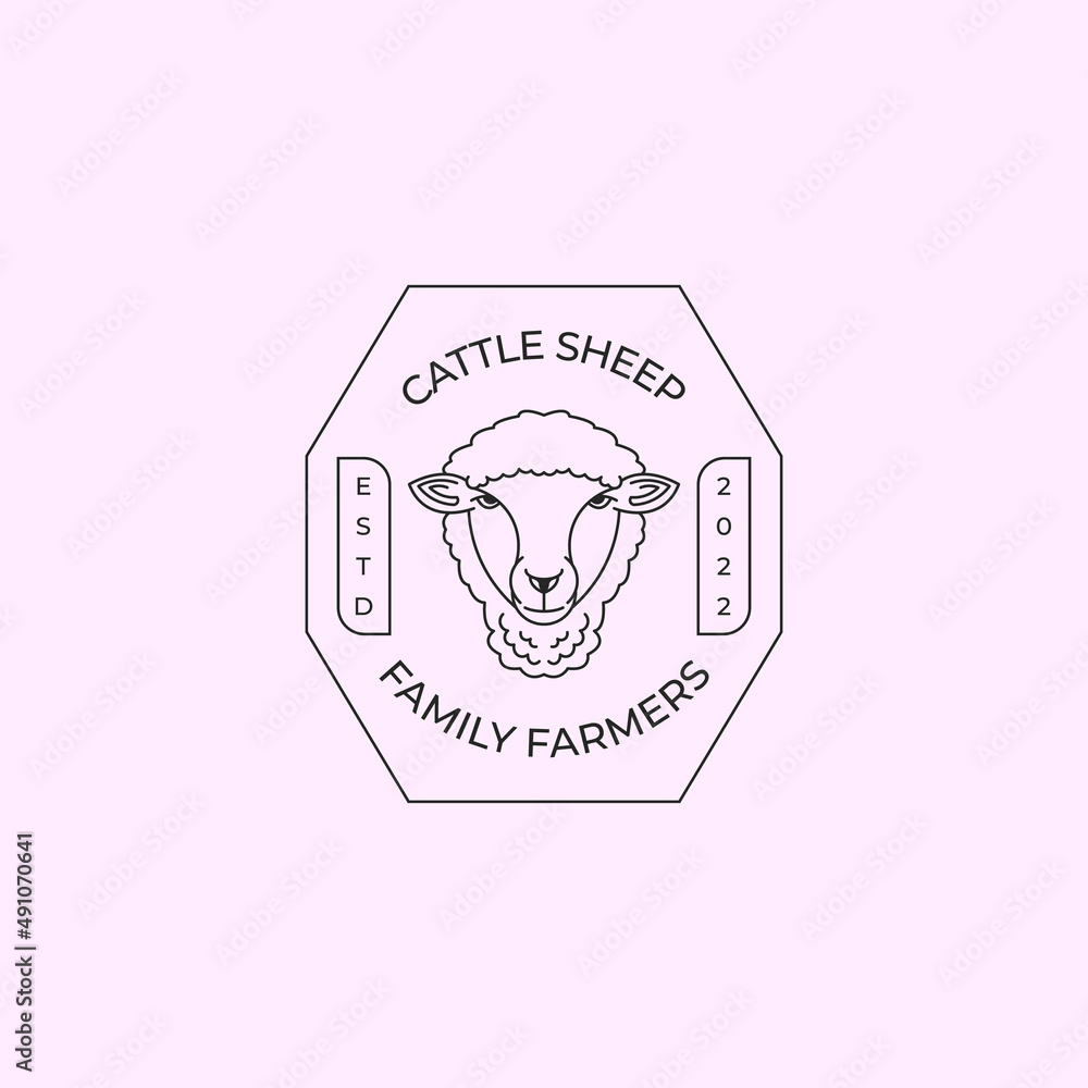 Emblem line art style of logo sheep vector illustration template, suitable for business, farm industry Emblem line art style of logo sheep vector illustration template, suitable for business, farm industry