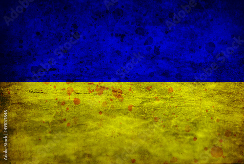 Ukrainian flag with rustic effect