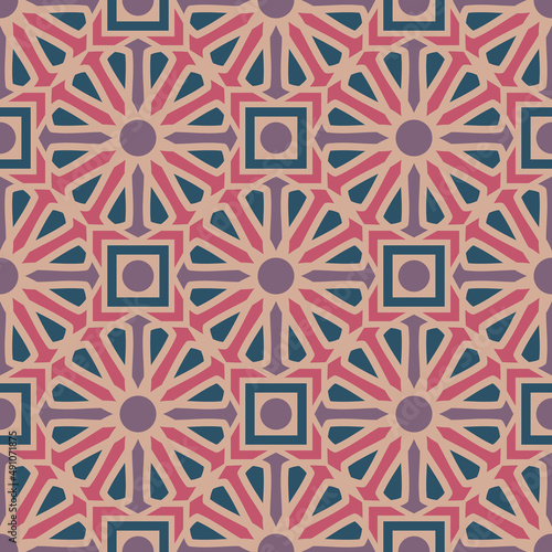 Seamless texture with arabic geometric ornament. Vector oriental mosaic pattern