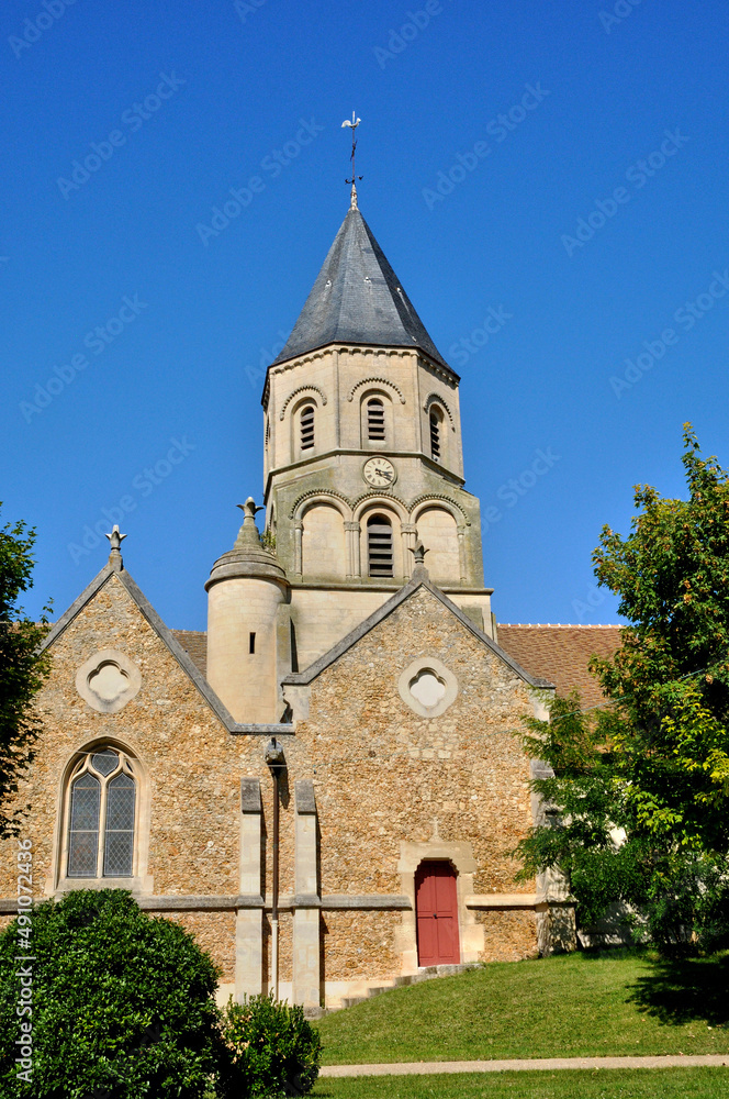Saint Martin la Garenne, France - june 29 2018 : picturesque Saint Martin church