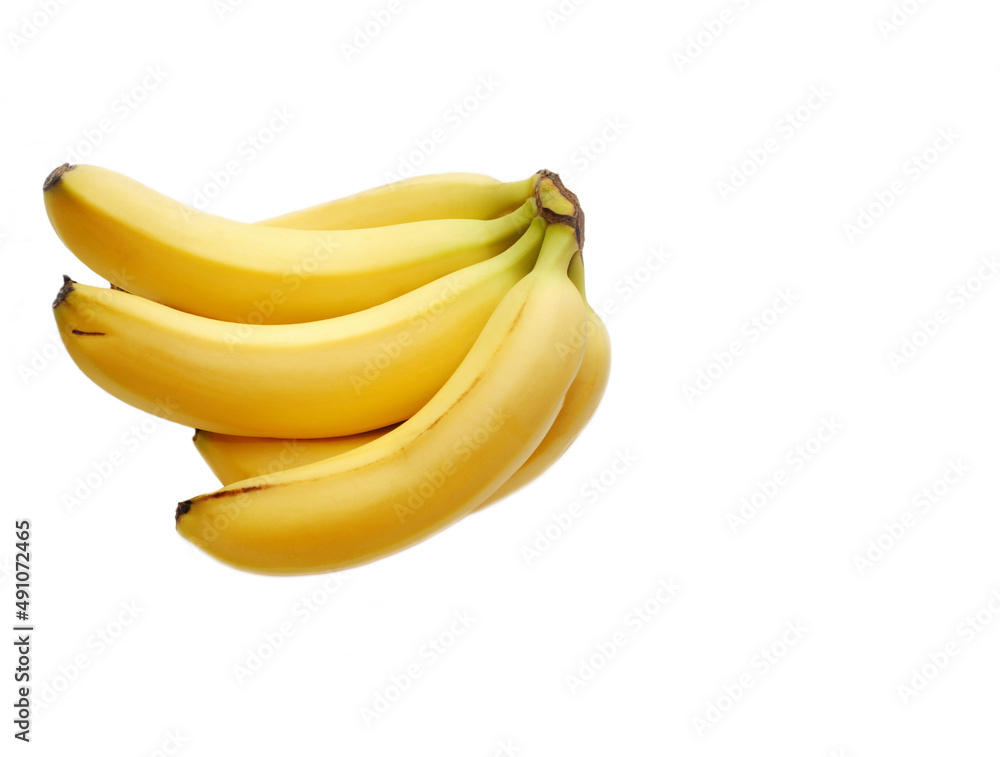 An Organic Bunch of Bananas Isolated Over White with Copy Space An Organic Bunch of Bananas Isolated Over White with Copy Space