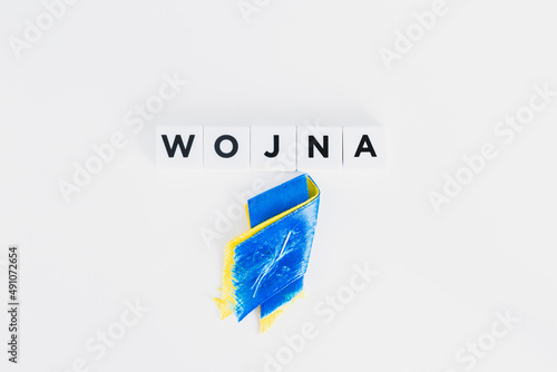 Photography The inscription war in Polish and the symbol of Ukraine
