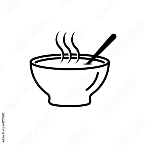 Steaming hot soup plate on white background. editable vector. 