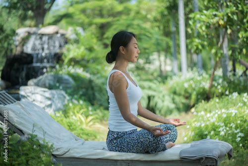 Free Download woman meditating in yoga pose - GFXLoad