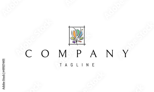 Vector logo on which an abstract image of the artist's palette in the form of a tree.