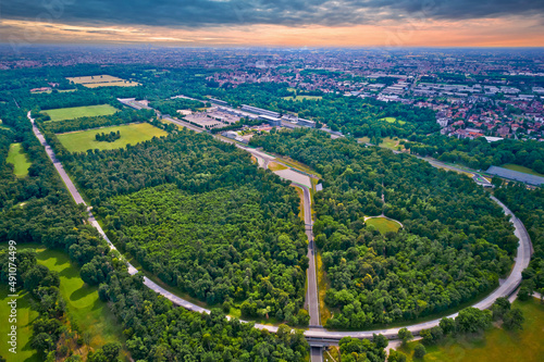 Obraz na płótnie Monza race circut aerial view near Milano w salonie