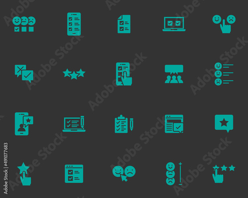 set of feedback line icons, customer experience, survey, marketing, testimonial