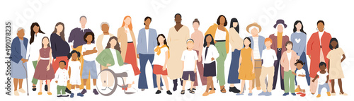 Multicultural group of mothers with kids collection. Flat vector illustration.