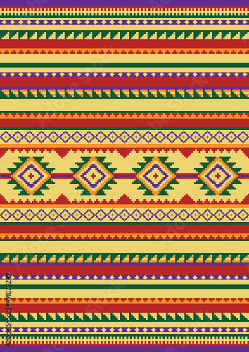 Ethnic boho geometric ornament. Native american tribal pattern. South Western design. Mexican blanket, rug, serape. Vector seamless pattern.