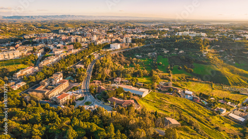 Aerial View of Caltagirone at Sunset, Catania, Sicily, Italy, Europe, World Heritage Site © Simoncountry