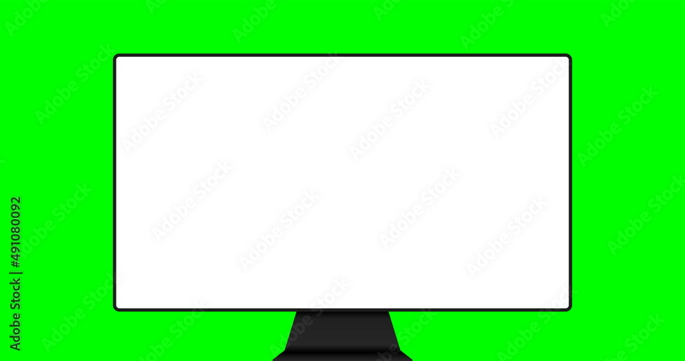 Digital device vector illustration isolated on green chromakey background. 4K or full HD resolution proportions. Trendy realistic thin frame monitor mock up with blank white screen isolated. Digital device vector illustration isolated on green chromakey background. 4K or full HD resolution proportions. Trendy realistic thin frame monitor mock up with blank white screen isolated.
