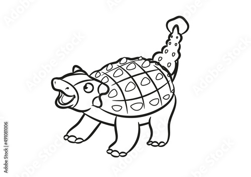 ankylosaurus cartoon illustration coloring book