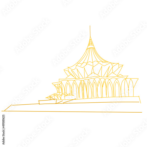 Line sketch illustration of Sarawak State Assembly building. photo