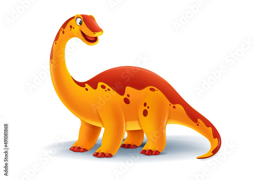 brontosaurus dinosaur cartoon isolated on white