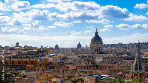 View on the eternal city from the terrace of Villa Borghese