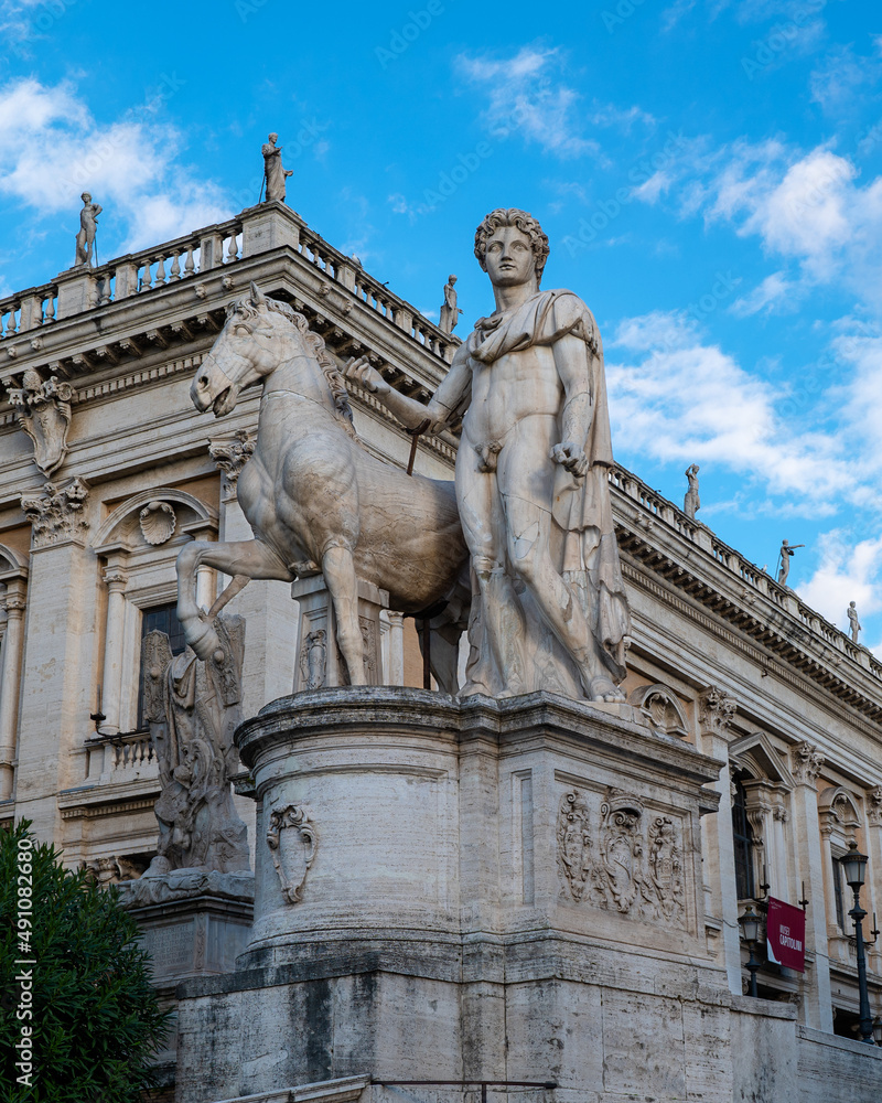 Sculpture of Dioscuri at the Capitol Hill on the Piazza del Campidoglio