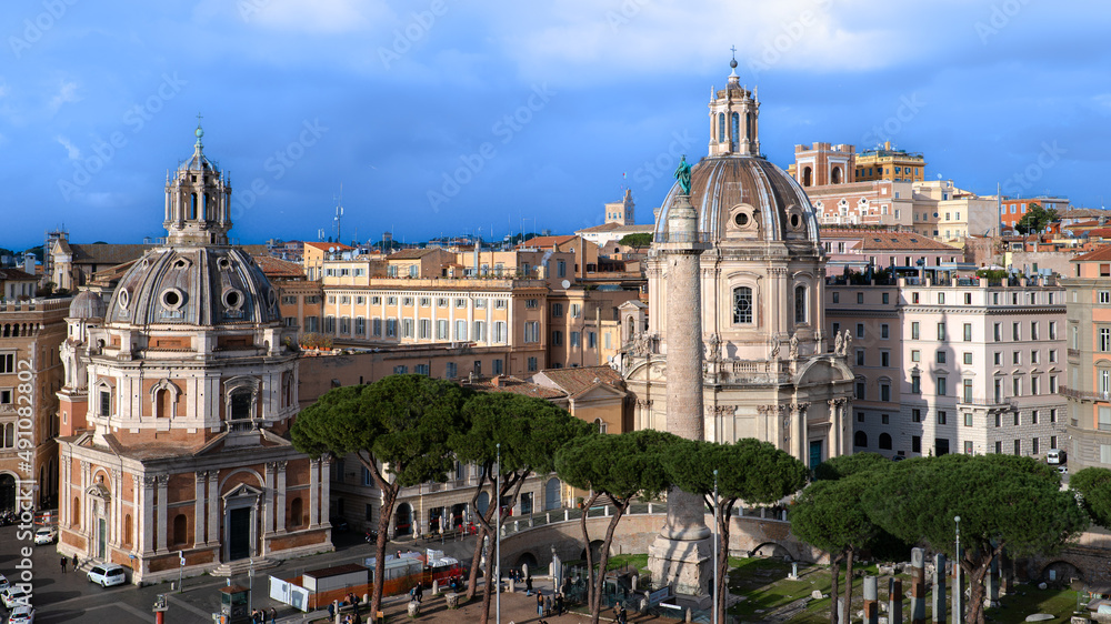 Rome, Italy: View of Piazza Venezia from the Memorial of Victor Emmanuel II
