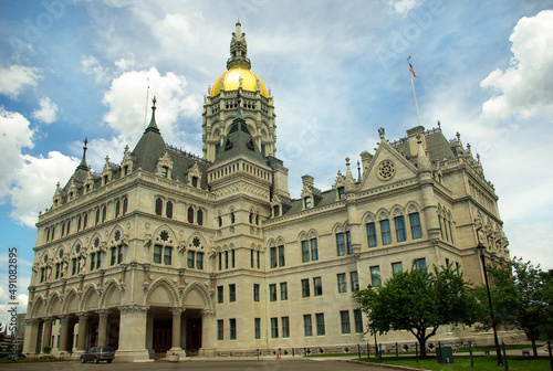 Connecticut - State Capitol in Hartford with a golden dome during summer day, Connecticut in the USA