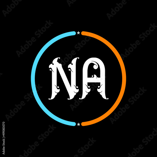 
NA Letter Logo design. black background.