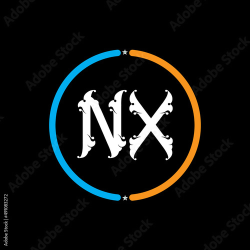 NX Letter Logo design. black background.