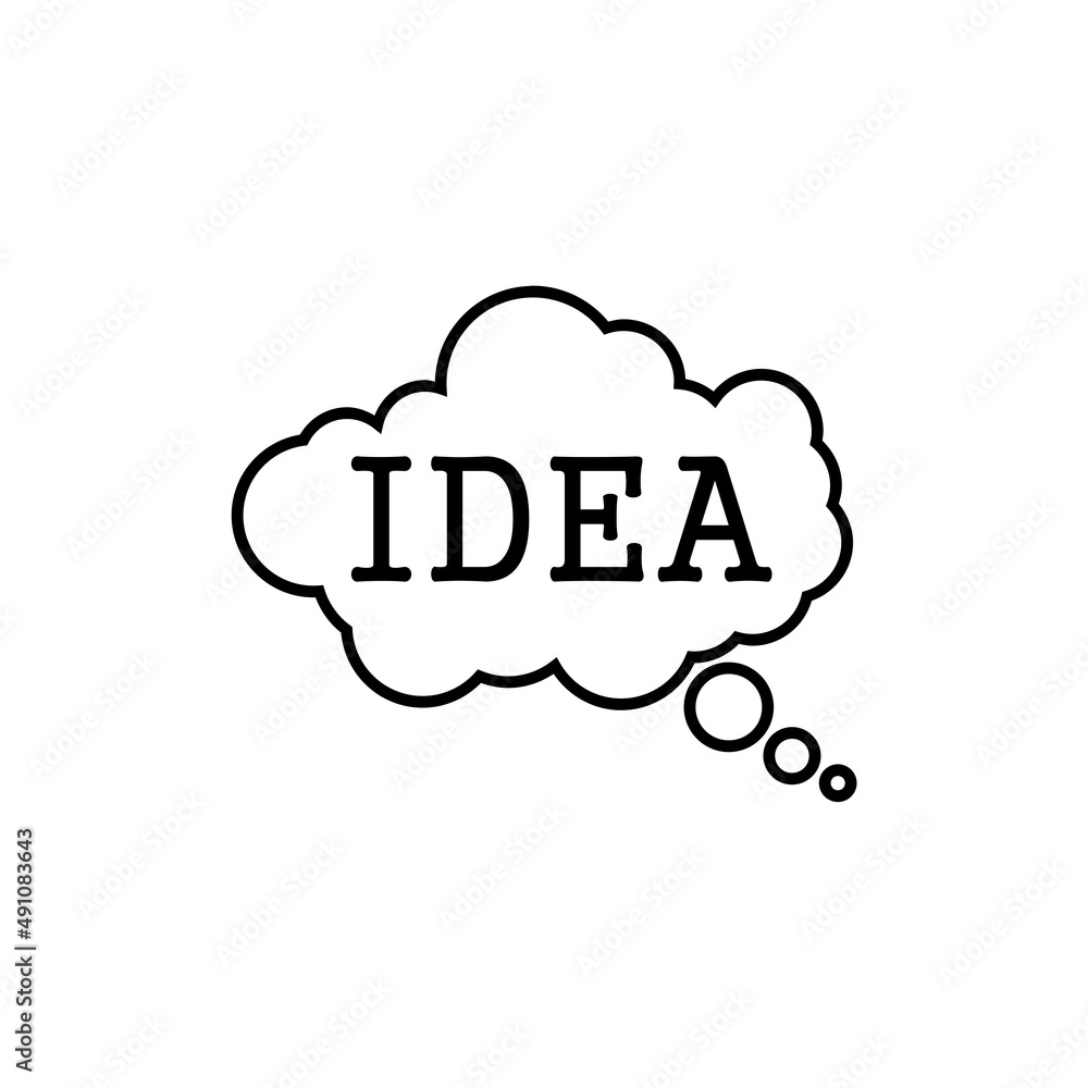 Idea Thought cloud icon isolated on white background Idea Thought cloud icon isolated on white background