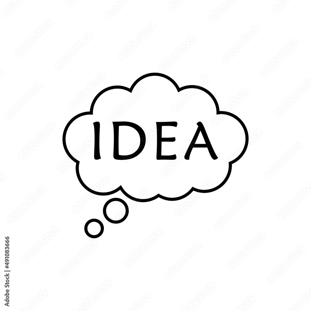 Idea Thought cloud icon isolated on white background Idea Thought cloud icon isolated on white background
