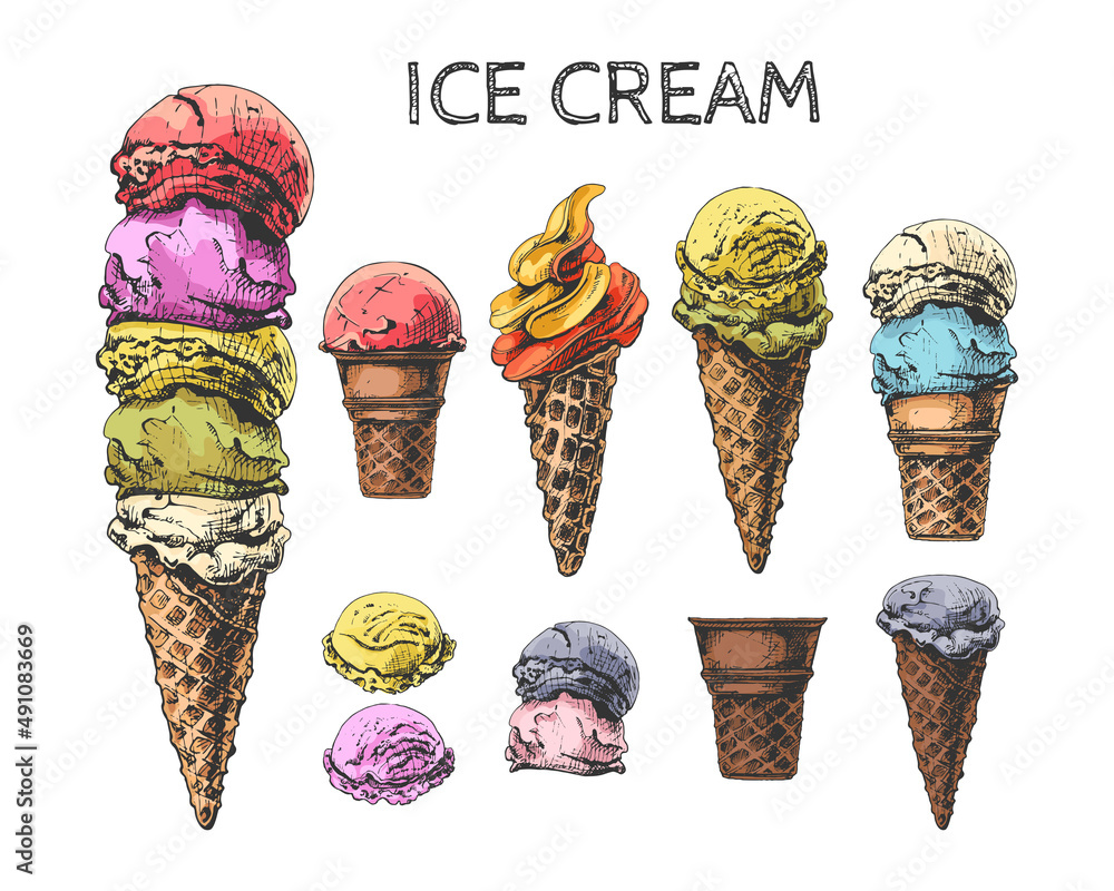 287_ice cream, waffle cup, cone_waffle cone, ice cream, ball_ice cream
