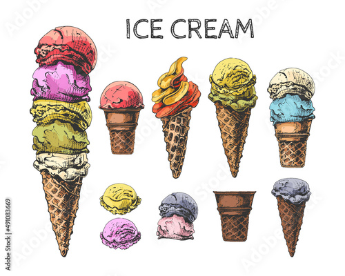 287_ice cream, waffle cup, cone_waffle cone, ice cream, ball_ice cream balls