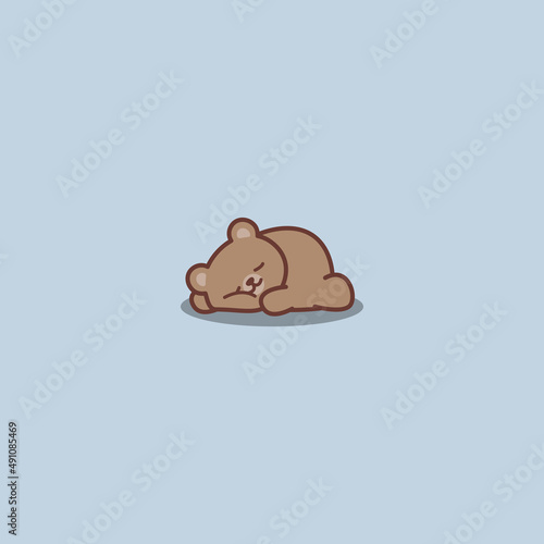 Cute lazy bear sleeping cartoon, vector illustration