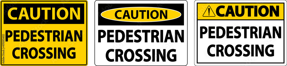 Caution Pedestrian Crossing Sign On White Background Caution Pedestrian Crossing Sign On White Background