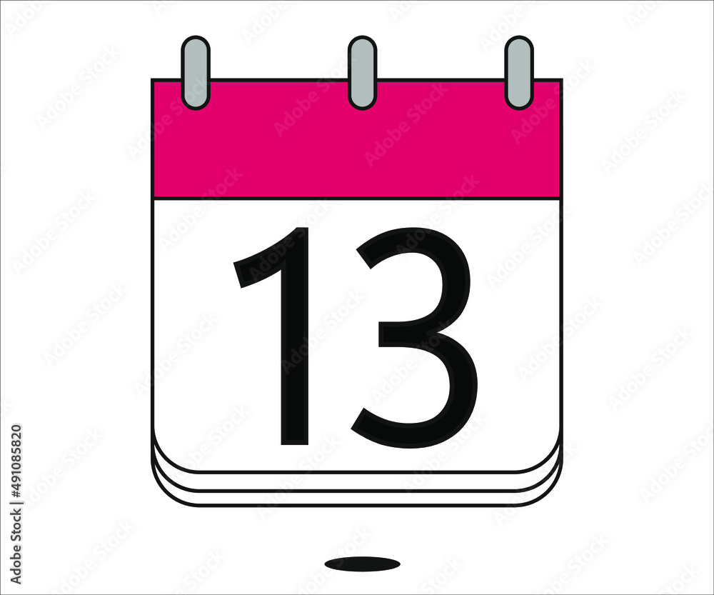 day 13 red calendar icon with white background day 13 red calendar icon with white background