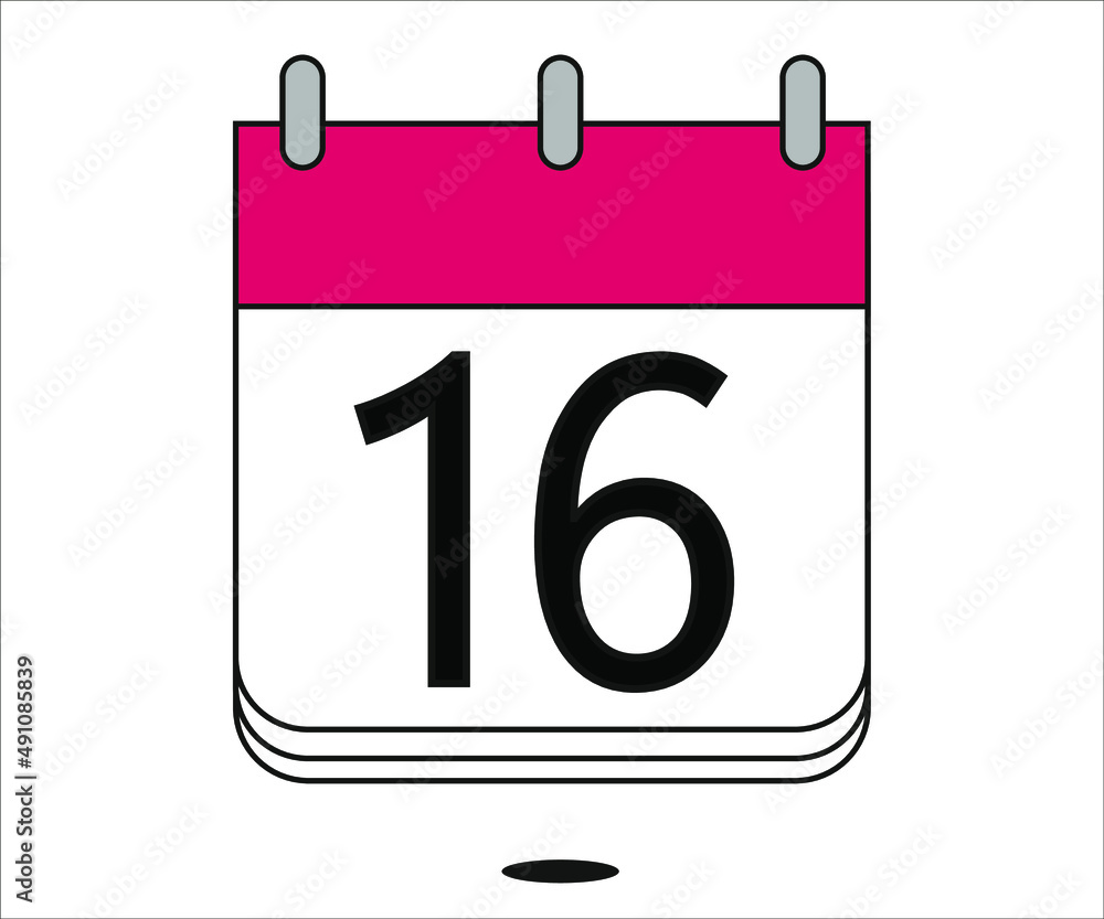 day 16 red calendar icon with white background day 16 red calendar icon with white background