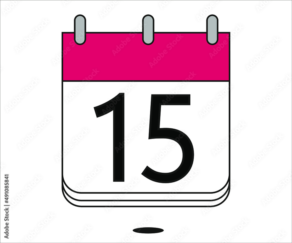 day 15 red calendar icon with white background day 15 red calendar icon with white background