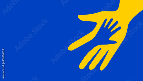 Vector illustration. A hand holding a hand. The concept of help, hope, support, charity, help, unity.