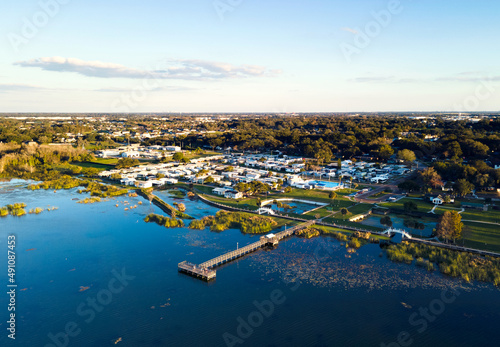Aerial view of Winter Garden, Florida at Lakeview Park.