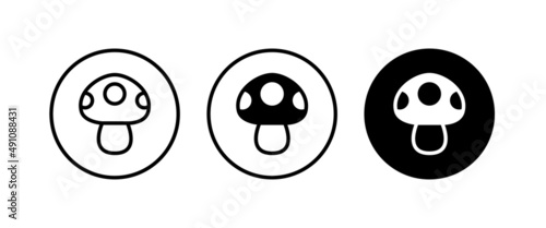 Champignon mushroom icon button, vector, sign, symbol, logo, illustration, editable stroke, flat design style isolated on white