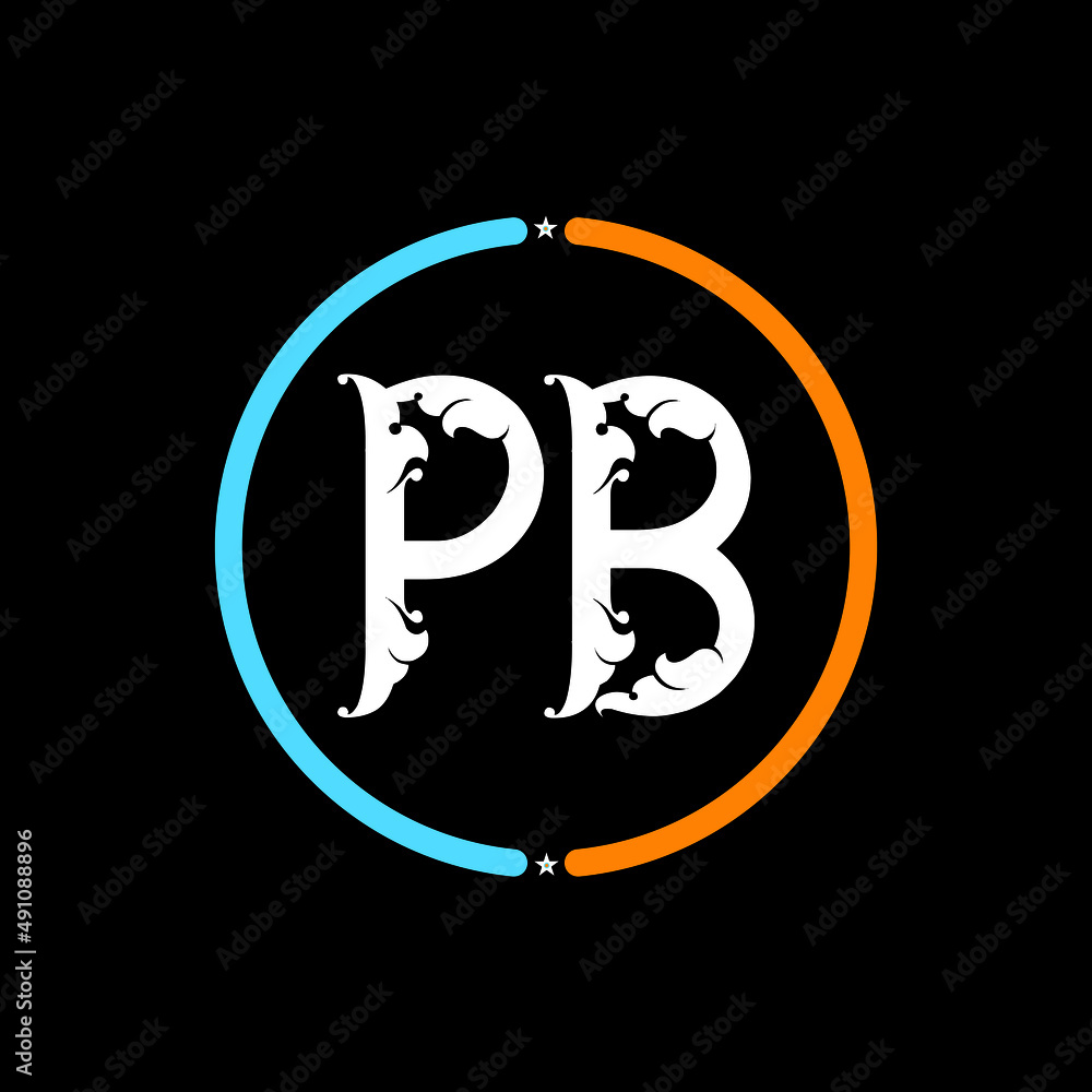 PB Letter Logo design. black background.