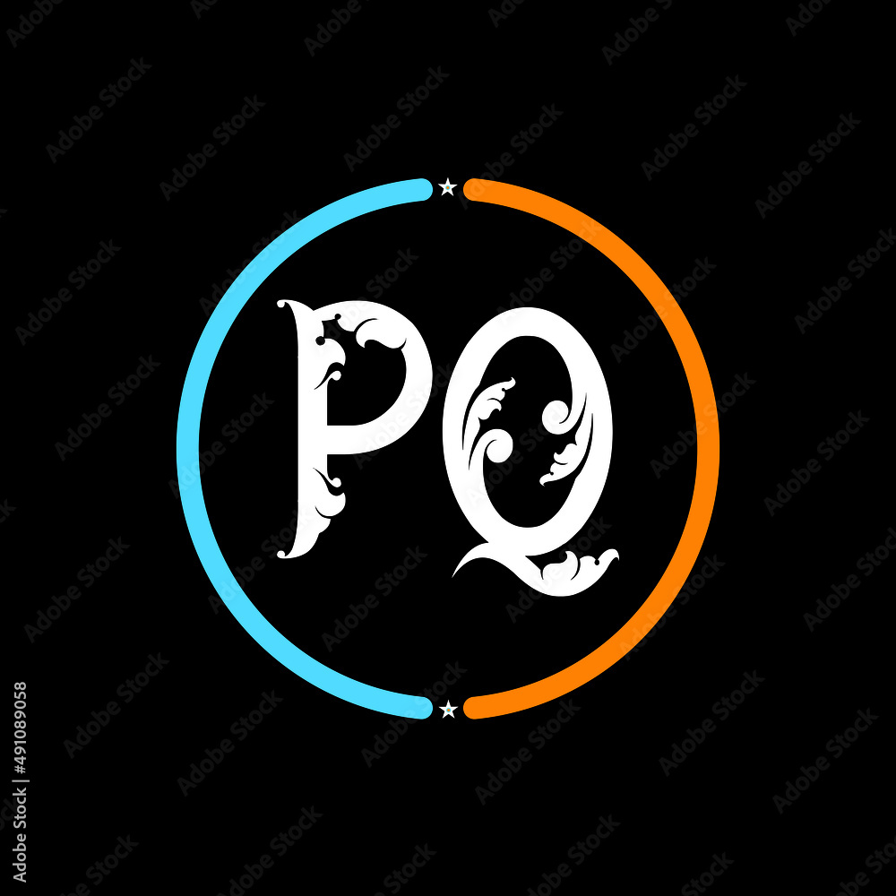 PQ Letter Logo design. black background. PQ Letter Logo design. black background.