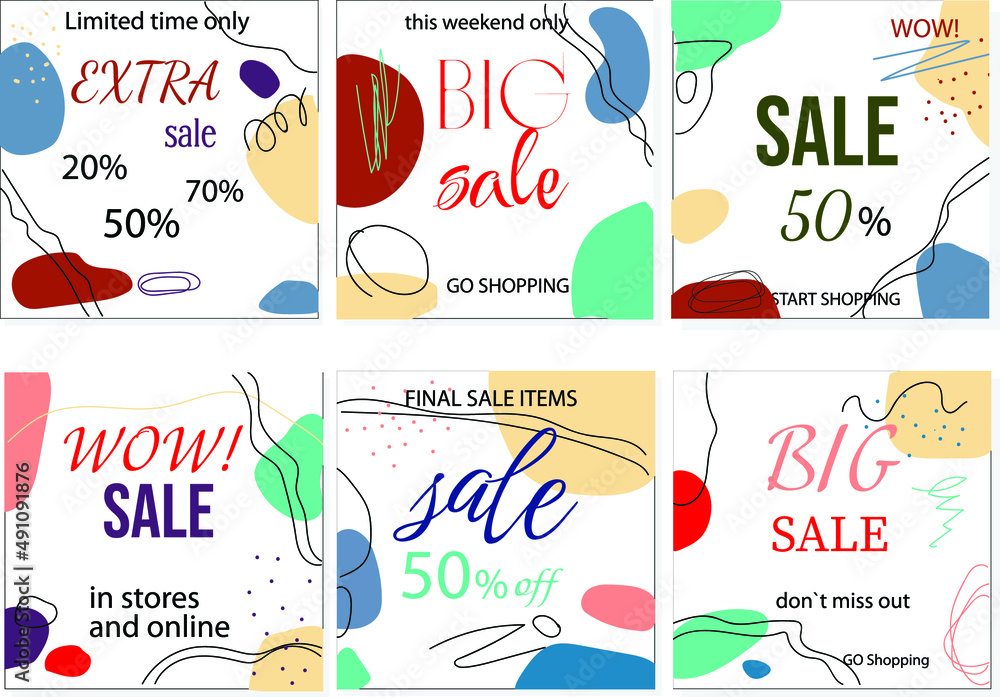 Naklejka premium Sale square banner template for social media posts,mobile apps,banners design and web internet ads.Vector.EPS10.