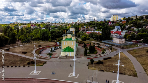 View from the height over the Admiralteyskaya square  and Uspensky Admiralteysky church in Voronezh. © toshket