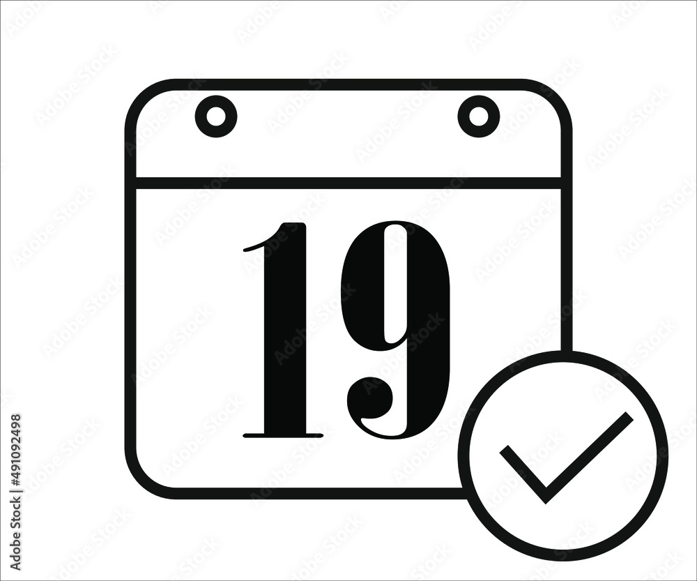 day 19 black and white calendar icon day 19 black and white calendar icon