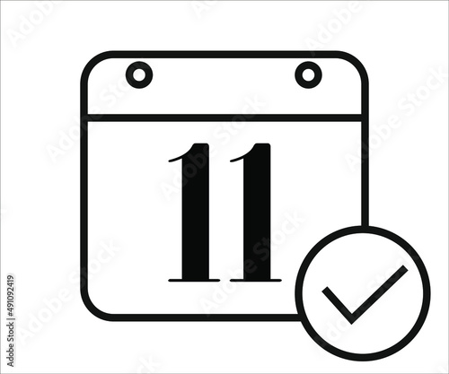 day 11 black and white calendar icon