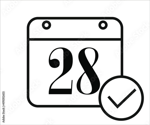 day 28 black and white calendar icon
