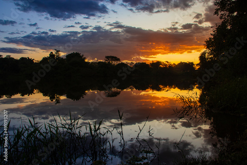 Sunrise  peace and silence at beautiful brazilian savannah. 