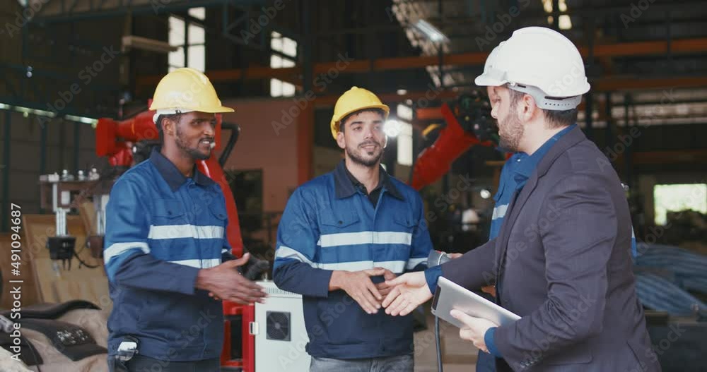Supervisors meeting with business leaders at the industry introducing each other with a handshake Supervisors meeting with business leaders at the industry introducing each other with a handshake