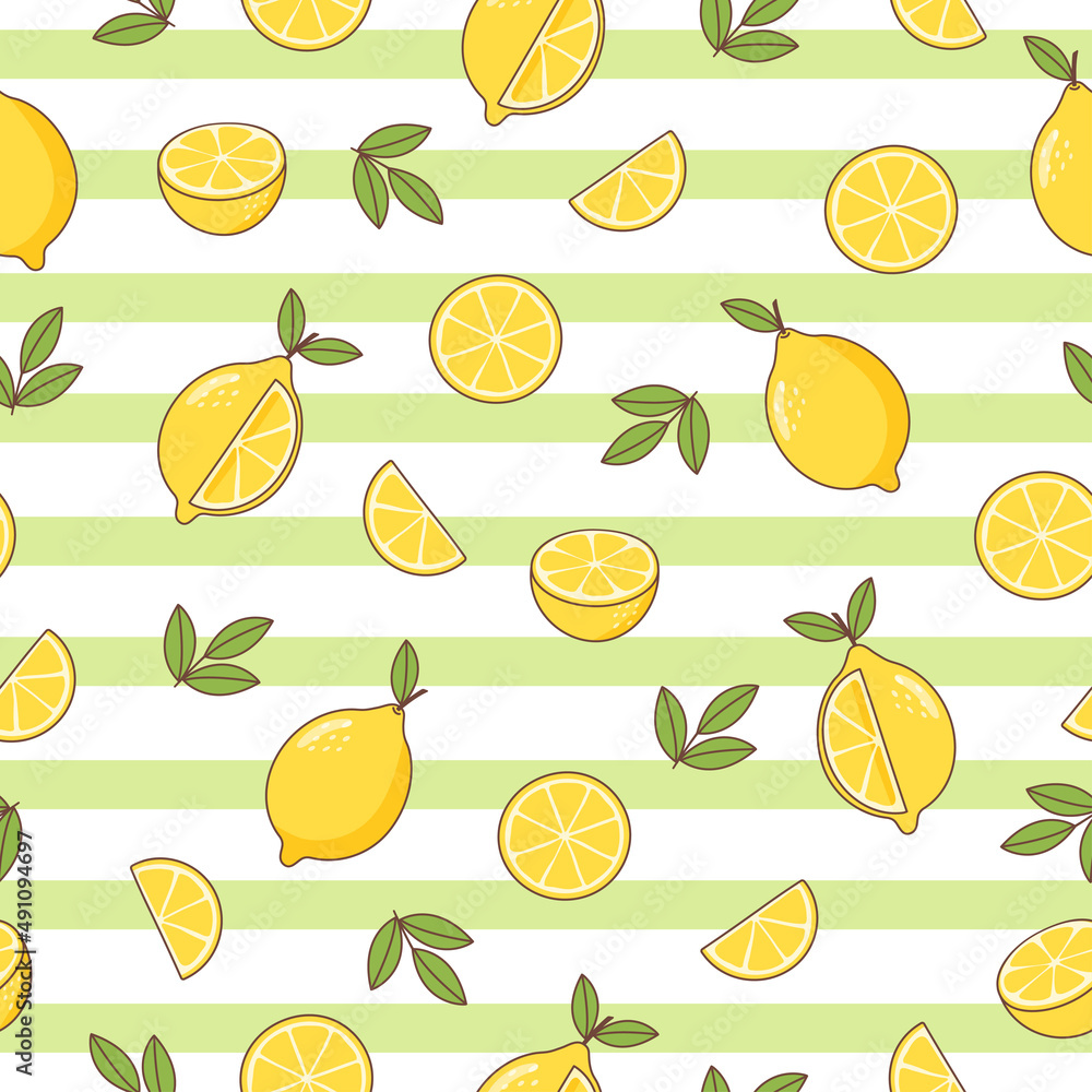Seamless summer food pattern of lemon Seamless summer food pattern of lemon
