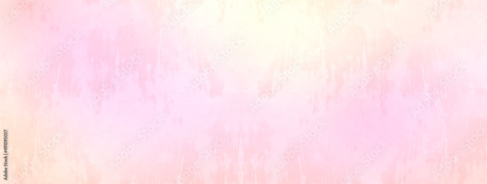 Subtle feminine background in pink and yellow tones. Watercolor on paper texture. Panoramic background. Best template for brochure, banner, wallpaper, mobile screen.